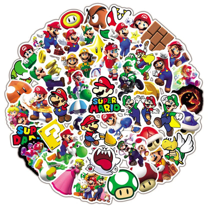 50PCS Cartoon Cute Mario Game Characters Graffiti Stickers Personalized Creative Trend Decorative Stickers Trolley Case Refrigerator Water Cup Guitar Fashion Popular Toy Decals