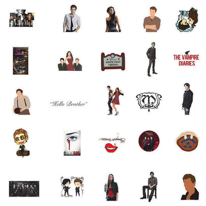 50PCS Popular American Drama Vampire Diaries Graffiti Waterproof Sticker Suitcase Notebook Refrigerator Water Cup