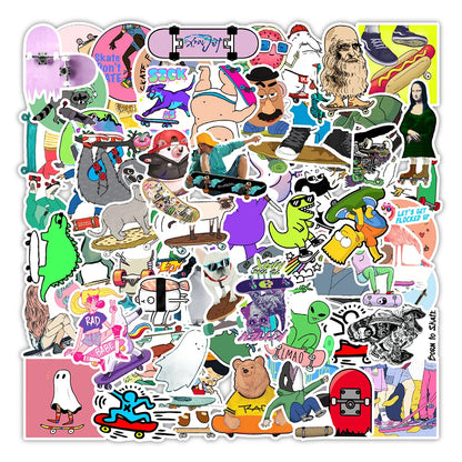 50PCSP Cartoon Skateboard Graffiti Sticker Car Trunk Skateboard Refrigerator Decorative Sticker Waterproof