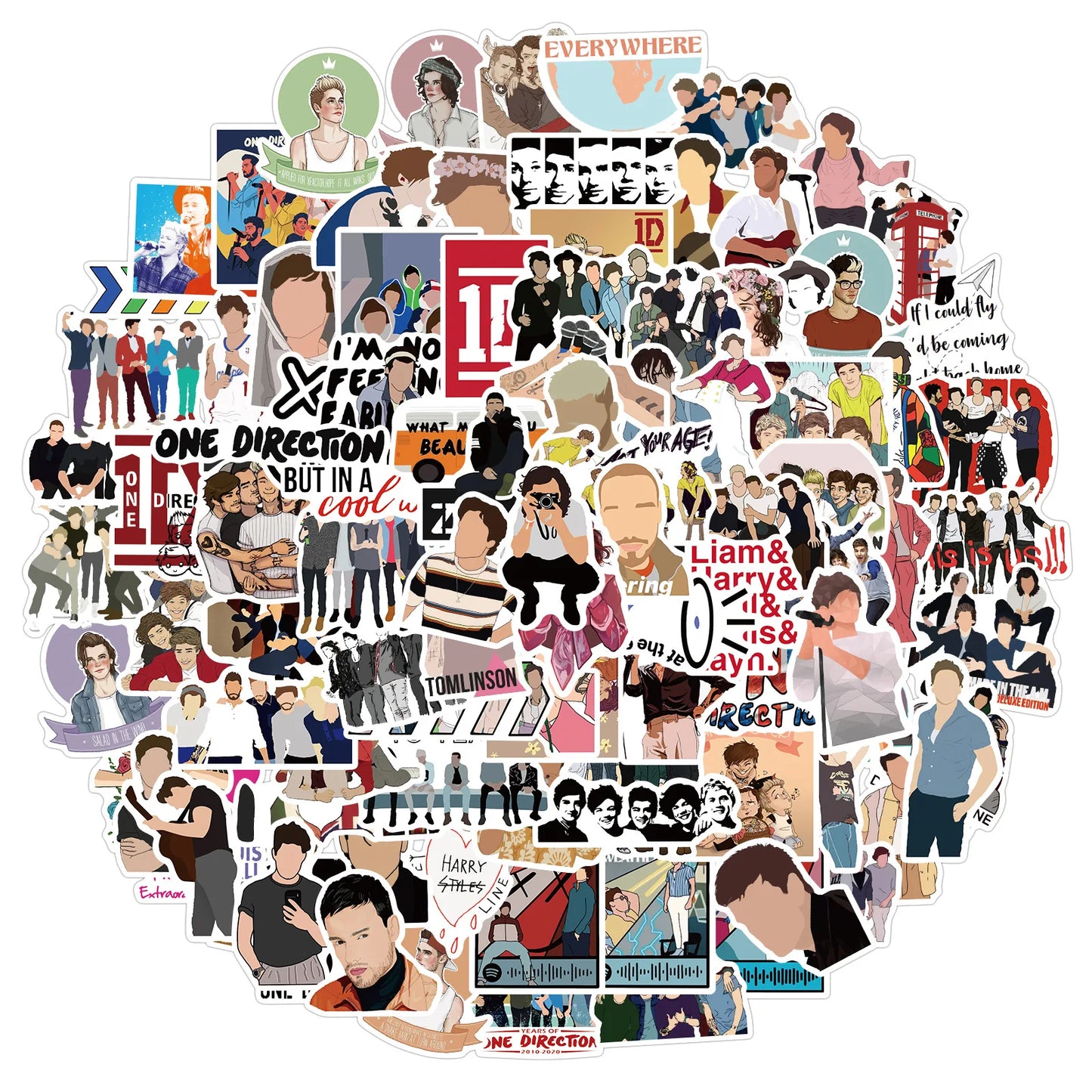 50PCS One Direction Band Suitcase Notebook Mobile Phone Skateboard Refrigerator Helmet Graffiti WaterproofSticker