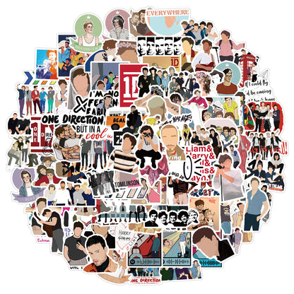 50PCS One Direction Band Suitcase Notebook Mobile Phone Skateboard Refrigerator Helmet Graffiti WaterproofSticker