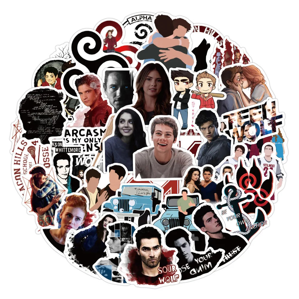 50PCS American Drama Teen Wolf Graffiti Sticker Waterproof Suitcase Notebook Refrigerator Personality Water Cup