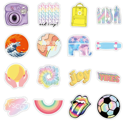 50PCS  CartoonColorful Pop Smiley Water Cup Graffiti Diary Guitar Skateboard Decoration Waterproof Stickers