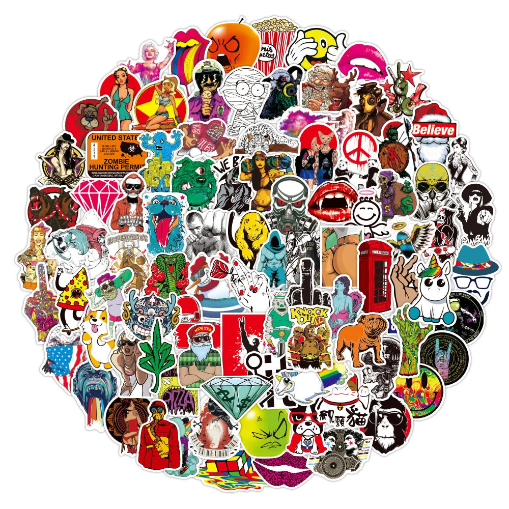 100PCS Cool Helmet Fashion Logo Graffiti Sticker Laptop Skateboard Mobile Phone PVC Gift Toy Waterproof Sticker