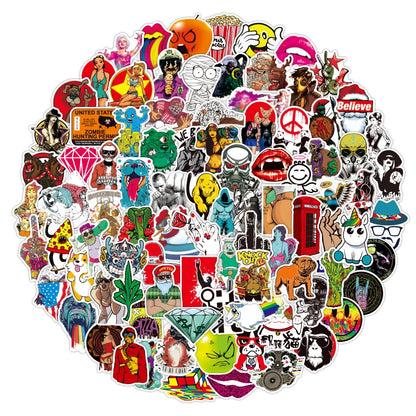 100PCS Cool Helmet Fashion Logo Graffiti Sticker Laptop Skateboard Mobile Phone PVC Gift Toy Waterproof Sticker
