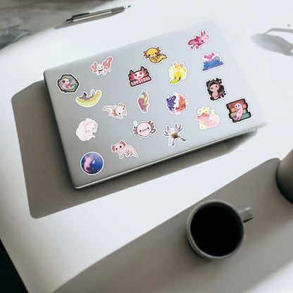 50PCS  New Cute Axolotl Graffiti Sticker Waterproof Luggage Laptop Scooter Water Cup Sticker