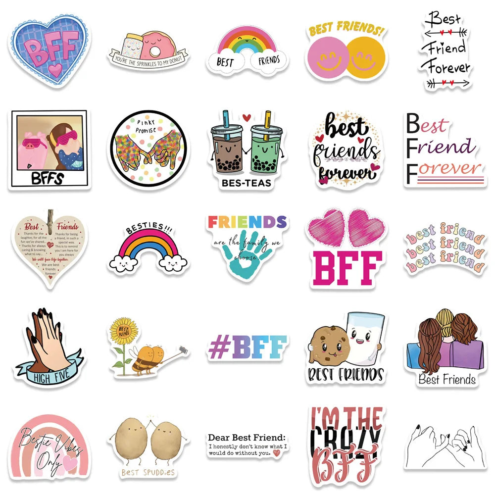 50PCS Cartoon Friendship Popular Waterproof Graffiti Sticker Suitcase Notebook Mobile Phone Water CupRefrigerator