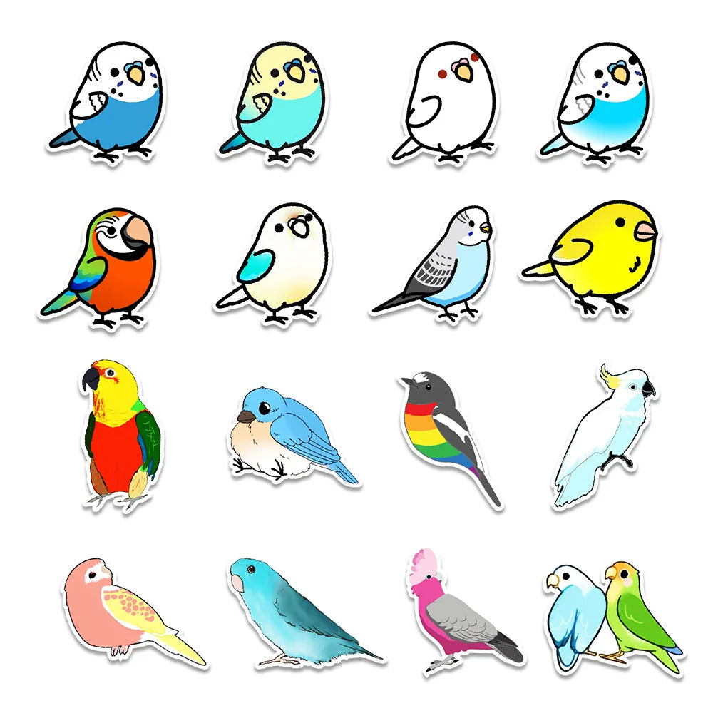 50PCS Color Bird Graffiti Stickers Mobile Phone Water Cup Computer Cartoon Creative Stickers