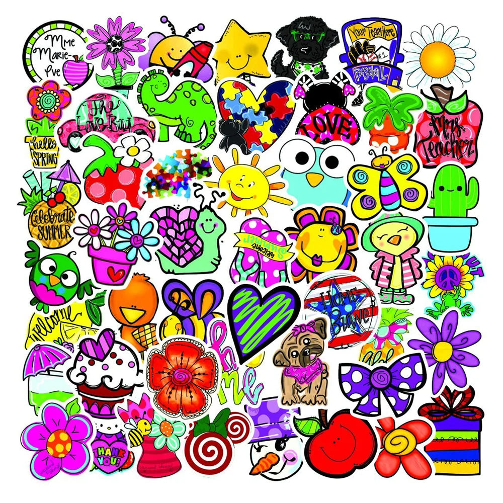 50PCS Small Fresh Cartoon Animal Graffiti Stickers Notebook Skateboard Water Cup Trolley Case Stickers