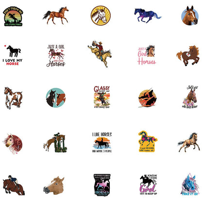 50PCS Horse Racing Sports Stickers New Luggage Laptop Skateboard Insulation Cup Waterproof Stickers