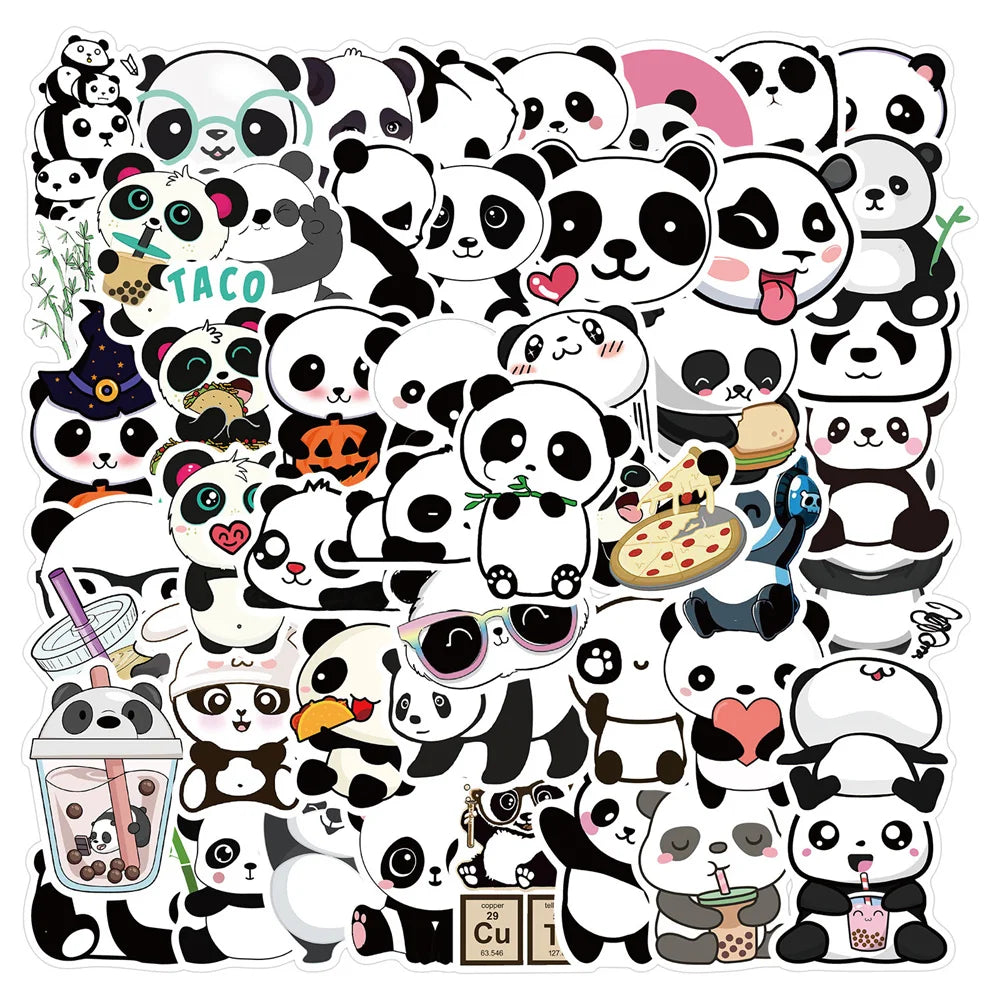 50PCS cartoon panda graffiti decoration suitcase guitar waterproof sticker
