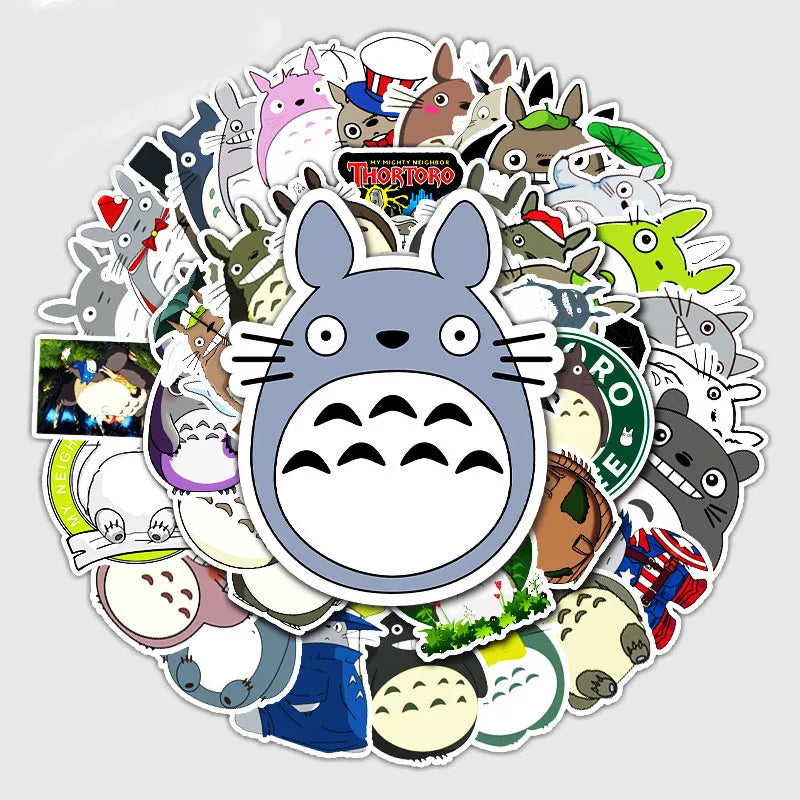 50PCS cartoon cute My Neighbor Totoro stickers, personalized DIY luggage, phone cases, tablet computers, motorcycle and car waterproof decorative stickers toys