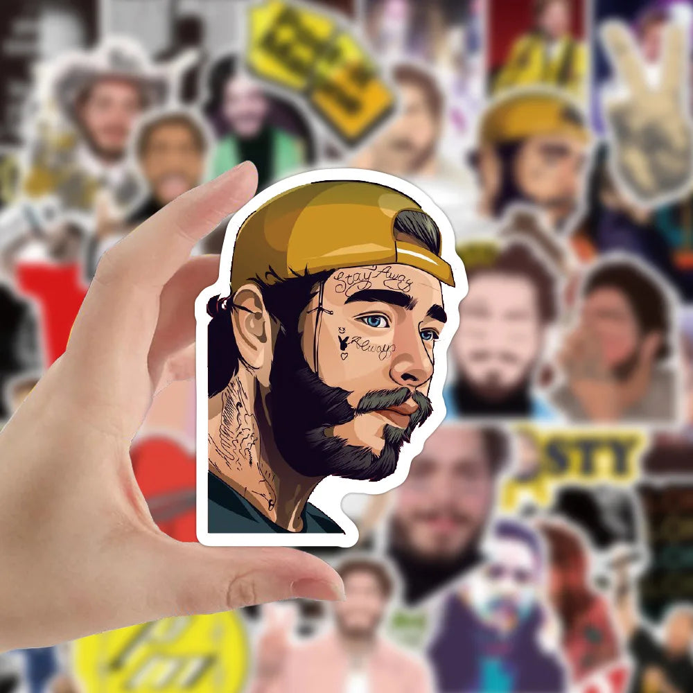 50PCS Singer Boz Malone Graffiti Sticker Waterproof Suitcase Notebook Refrigerator Children's Water Cup Sticker