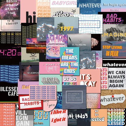 50PCS INS Wind Inspirational Lost Text Diary Graffiti Waterproof Sticker Suitcase Notebook RefrigeratorSkateboard