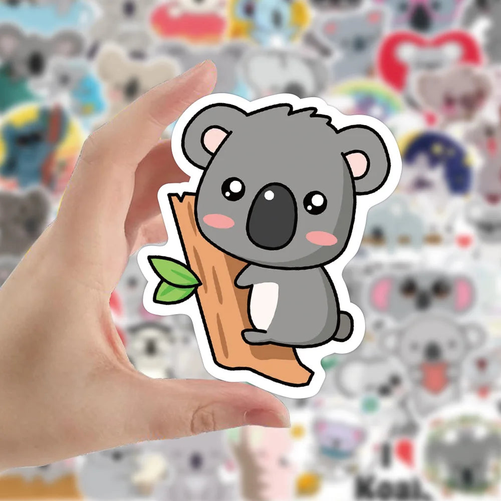 50PCS Cute Animal Koala Graffiti Sticker Waterproof Luggage Compartment Notebook Scooter Water Cup Sticker Custom