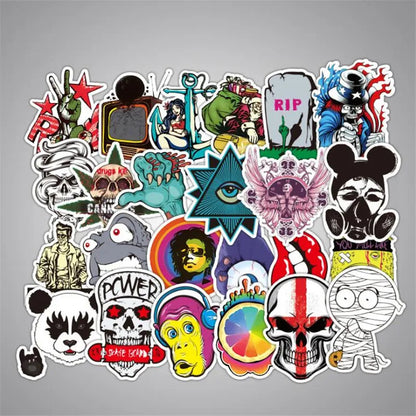 50 PCS hip-hop rock skull boy toy cartoon suitcase graffiti car phone skateboard helmet personality sticker