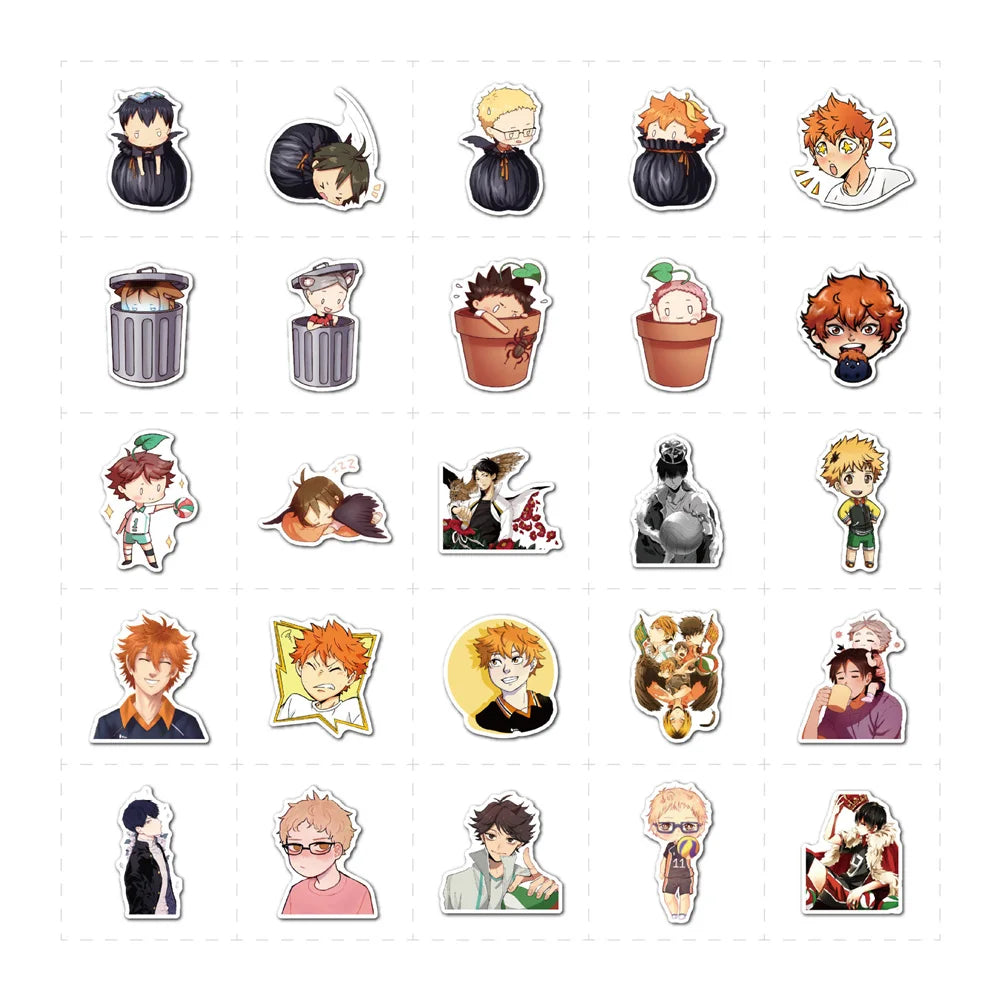 100PCS Cartoon Volleyball Teenager Anime Sticker Laptop Skateboard Guitar Waterproof Decorative Sticker