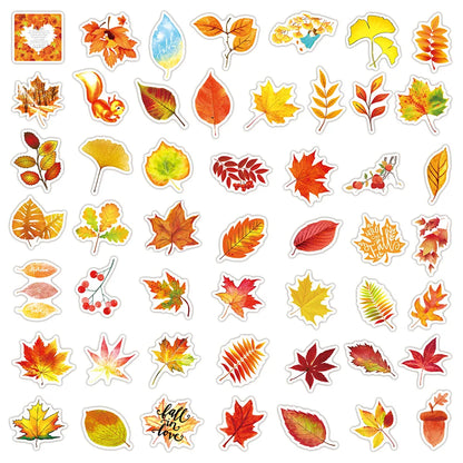 50 Autumn Leaves Graffiti Stickers Laptop Water Cup Waterproof Luggage Sticker