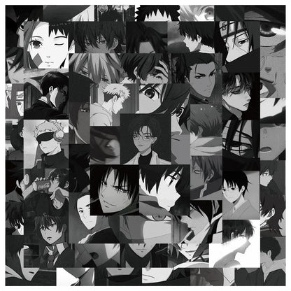 50PCS Gray Anime Male Character Creative DIY Sticker Sticker Scrapbook Skateboard Guitar Gift Aesthetic Sticker