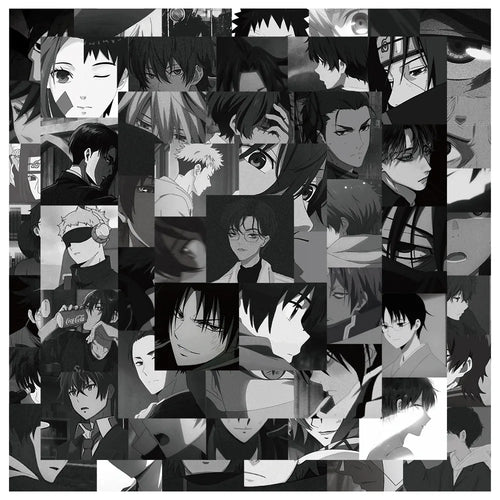 50PCS Gray Anime Male Character Creative DIY Sticker Sticker Scrapbook Skateboard Guitar Gift Aesthetic Sticker