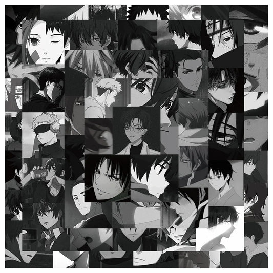 50PCS Gray Anime Male Character Creative DIY Sticker Sticker Scrapbook Skateboard Guitar Gift Aesthetic Sticker