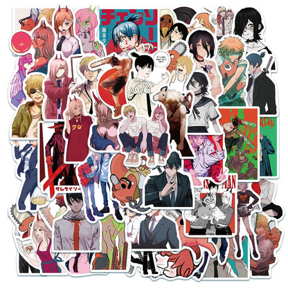 50PCS Anime Chainsaw Man Cartoon Cute Character Graffiti Sticker Suitcase Notebook Decoration Toy