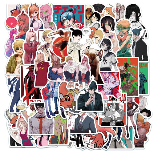 50PCS Anime Chainsaw Man Cartoon Cute Character Graffiti Sticker Suitcase Notebook Decoration Toy