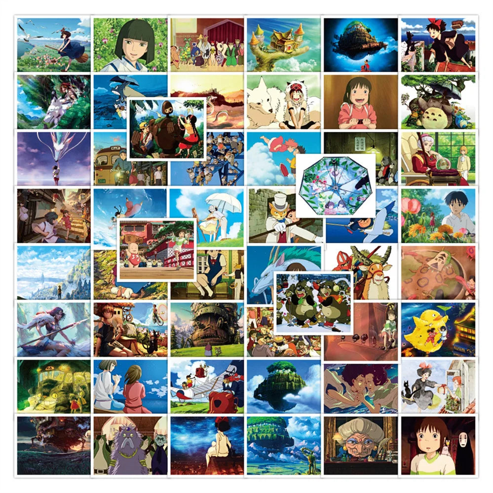 50PCS Cartoon Miyazaki Hayao Cute Anime Character Diary Graffiti Skateboard Decoration Waterproof Sticker Toy