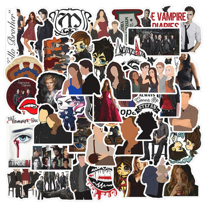 50PCS Popular American Drama Vampire Diaries Graffiti Waterproof Sticker Suitcase Notebook Refrigerator Water Cup
