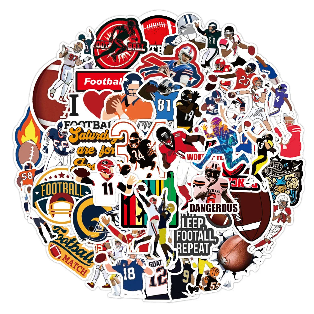 50pcs Football Football Graffiti Sticker Waterproof Luggage Compartment Notebook Scooter Water Cup Sticker Custom