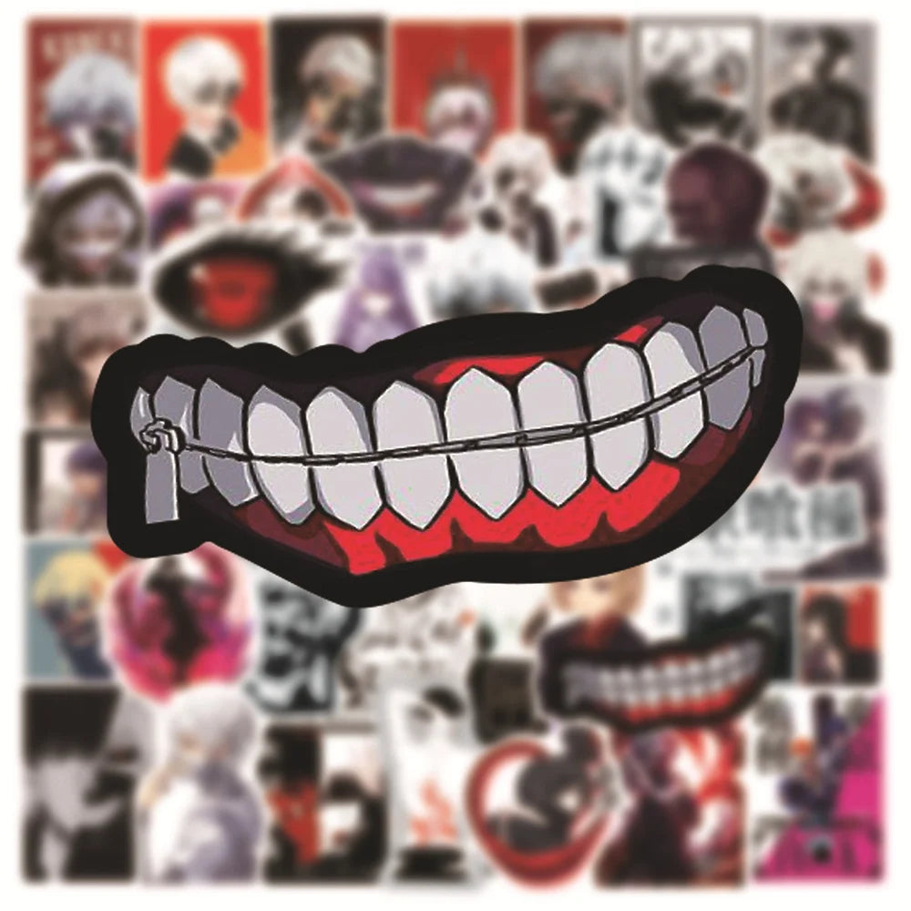 50PCS Anime Tokyo Ghoul Graffiti Decoration Cool Guitar Skateboard Luggage Notebook Waterproof Helmet Toy Sticker