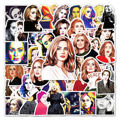 50PCS New Popular Female Star Adele Graffiti Decoration Suitcase Guitar Waterproof Sticker