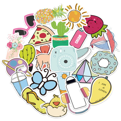 50PCS Cute Cartoon Yellow Fresh-Style Doodle Stickers Perfect for Suitcases, Laptops, Skateboards, Water Bottles, Stationery Boxes Exquisite DIY Desktop Decorations & Journal Stickers