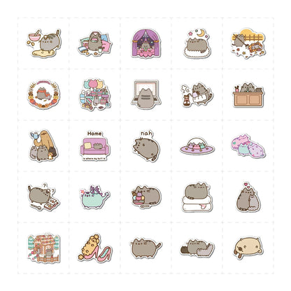 55pcs Cartoon Cute Fat Kitten Cartoon Graffiti Luggage Guitar Skateboard Computer Waterproof Sticker
