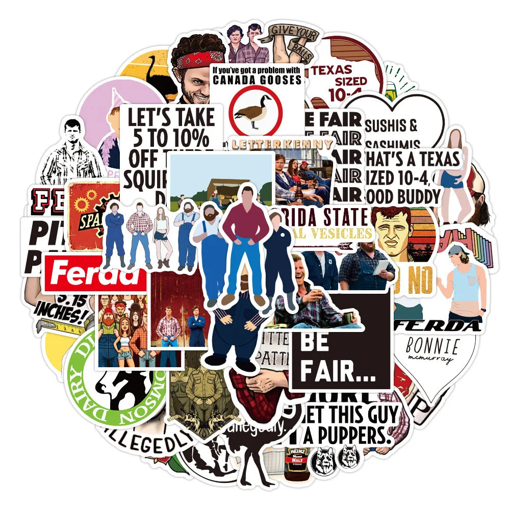 50pcs     LetterkennyTown Graffiti Sticker Waterproof Luggage Compartment Notebook Scooter Water Cup Sticker Custom