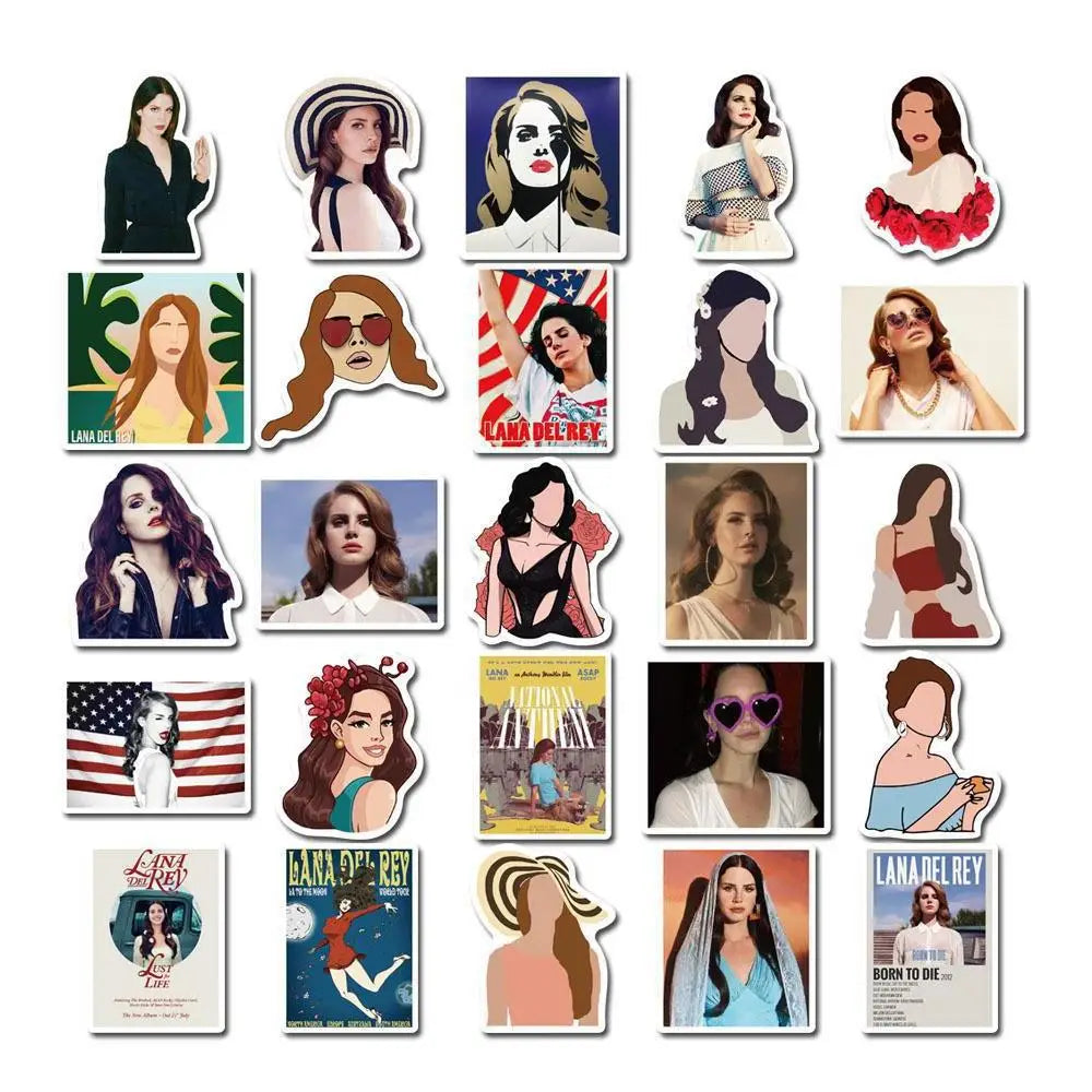 50PCS Singer Lana Del Rey Personalized Fashion Decoration Graffiti Waterproof Sticker Notebook RefrigeratorHelmet