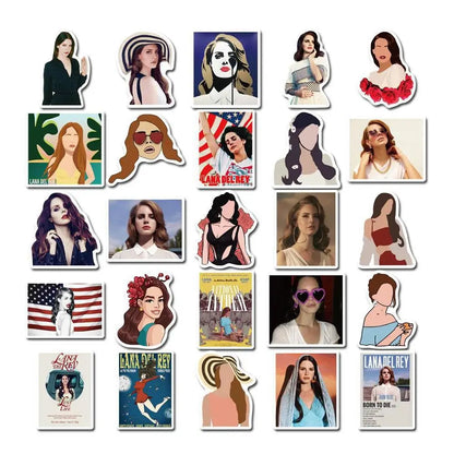 50PCS Singer Lana Del Rey Personalized Fashion Decoration Graffiti Waterproof Sticker Notebook RefrigeratorHelmet