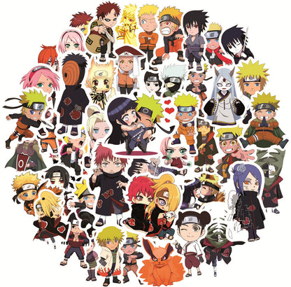 50PCS Chibi Naruto Stickers - Cute Anime Decals for Laptops, Water Bottles, Notebooks & Naruto Fan Gifts