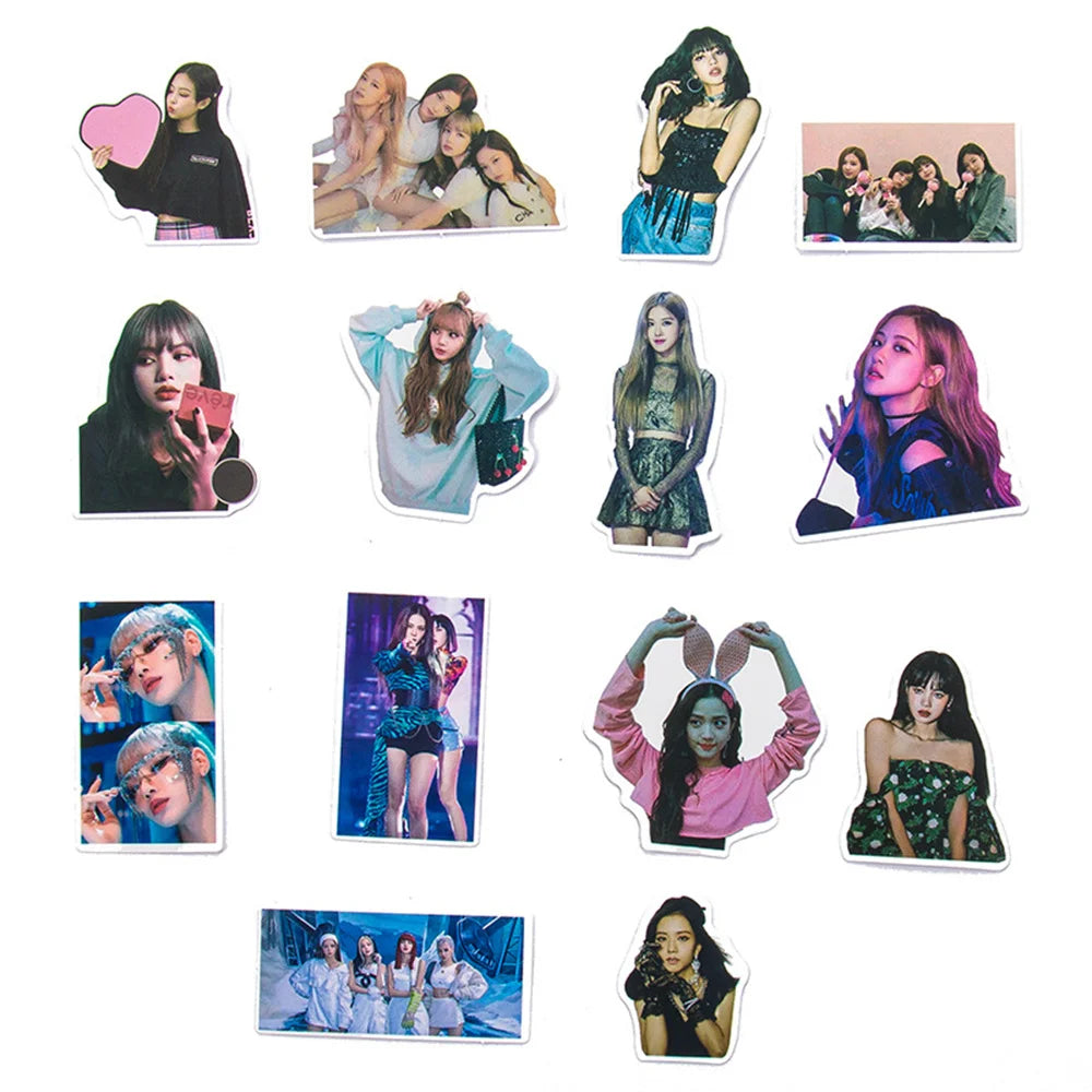 50pcs popular black pink women's group graffiti sticker trunk suitcase notebook f waterproof sticker