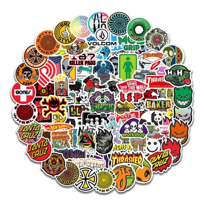 100PCS Cool Skateboard Trend DIY Sticker Trolley Case Notebook Bike Scooter Waterproof PVC Graffiti Sticker