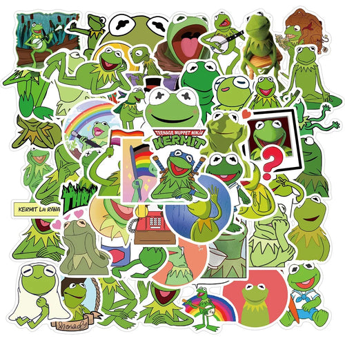 50PCS Kermit Frog Cute Cartoon Personality Decoration Graffiti Waterproof Sticker Notebook Refrigerator Water Cup