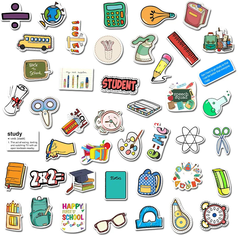50PCS Creative School Stationery Children's Toys Graffiti Notebook Mobile Phone Manual Sticker Waterproof