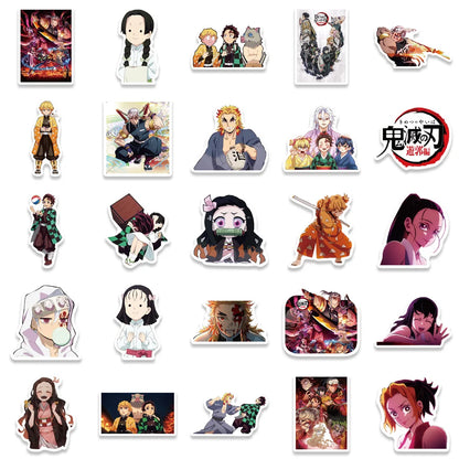 50PCS Ghost Slayer's Blade Latest Flower Street Sticker Personalized Luggage Laptop Guitar Waterproof Sticker