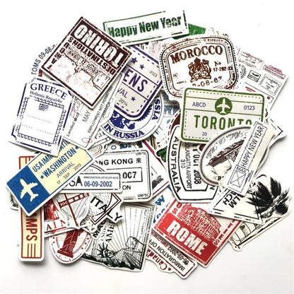 50PCS postmarks, retro letter paper, stamps, decorative style graffiti stickers, personalized, fashionable and creative DIY exquisite decorative decals, cups, helmets, skateboards, popular sticker toys
