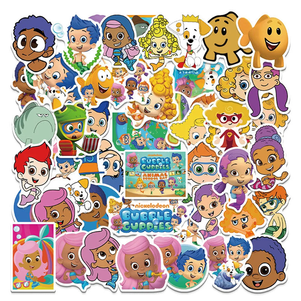 50PCS Cartoon Bubble Peacock Fish Graffiti Waterproof Sticker Suitcase Notebook Refrigerator Stationery BoxHelmet
