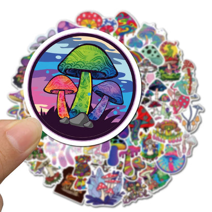 50PCS Psychedelic Aesthetics Mushroom Stickers Toy Luggage Mobile Phone Decoration Graffiti DIY Stickers