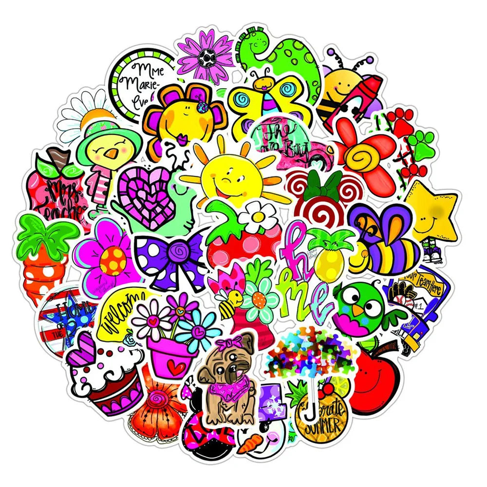 50PCS Small Fresh Cartoon Animal Graffiti Stickers Notebook Skateboard Water Cup Trolley Case Stickers