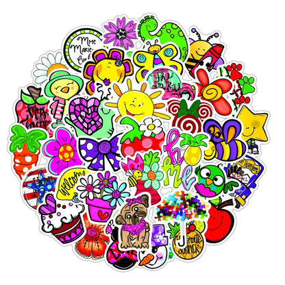 50PCS Small Fresh Cartoon Animal Graffiti Stickers Notebook Skateboard Water Cup Trolley Case Stickers
