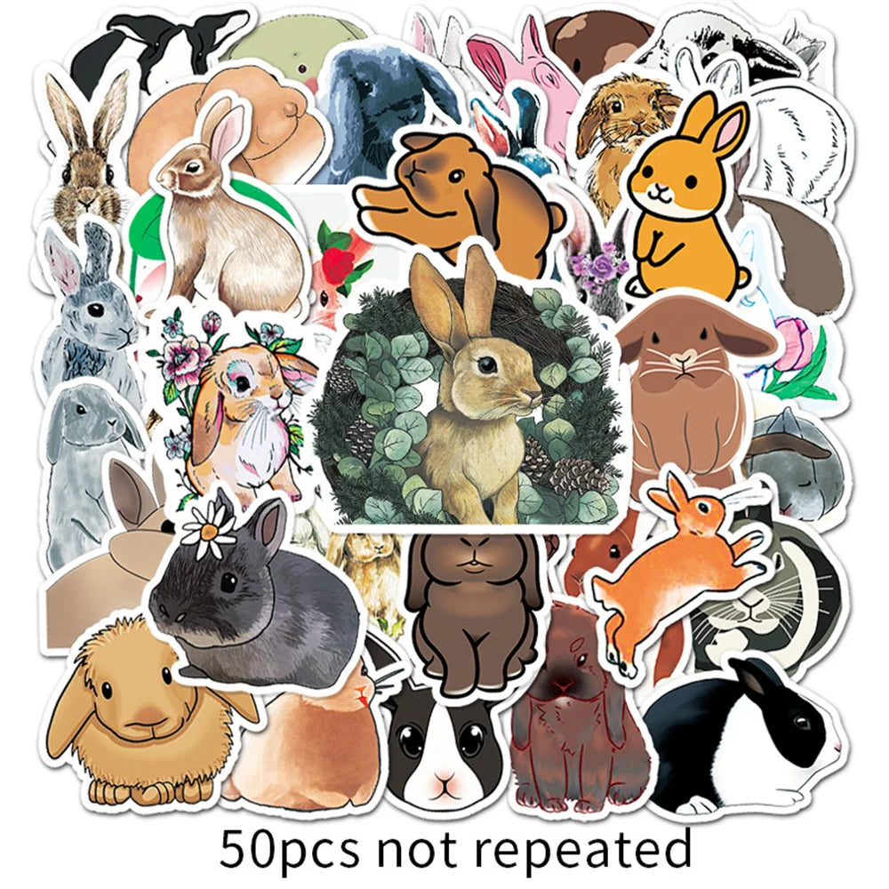50PCS New Cute Rabbit Ins Wind Cartoon Personality Graffiti Decoration Luggage Refrigerator Waterproof Stickers