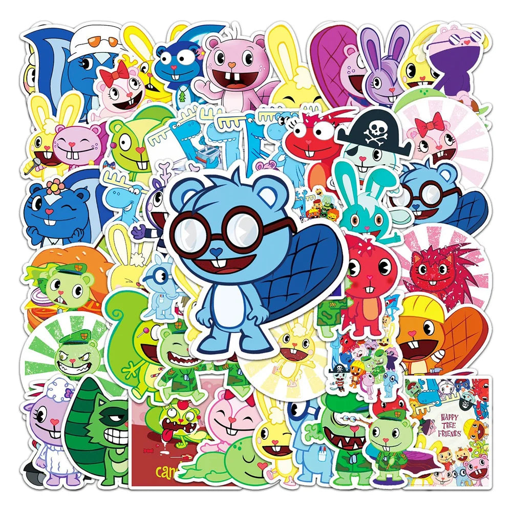 50PCS Happy Tree Friends Luggage Sticker Graffiti Waterproof Suitcase Laptop Decoration Sticker